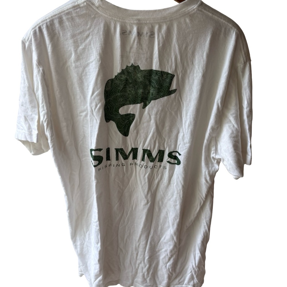 Simms White Tee with Green Fish Design